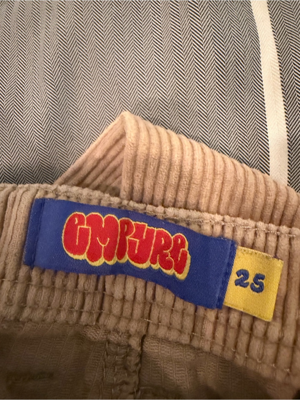 Empyre Kids Tan Corduroy Pants with Red Logo - Picture 3 of 3
